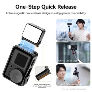 Lumière Vlogging Mini <span class=keywords><strong>LED</strong></span> <span class=keywords><strong>Action</strong></span> Camera Video Light Magnetic Photography Lighting pour DJI Osmo <span class=keywords><strong>Action</strong></span> 3/4 Camera Cage Accessories - Product Image 2