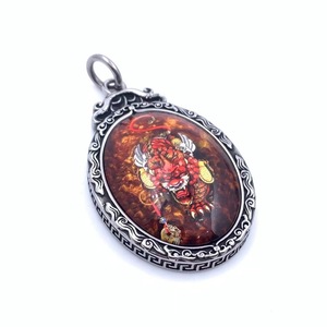yunnique Chinese Style <b>Titanium</b> Steel Pixiu Thangka Pendant Unisex Fashion Necklace Mythical Beast Design Bezel Setting 216082 - Product Image 2