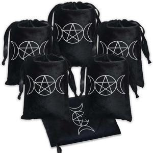 Bolsas de Tarot de Terciopelo <span class=keywords><strong>con</strong></span> Cordón y Logotipo Personalizado, Bolsa de Cartas de Tarot <span class=keywords><strong>con</strong></span> Estampado de Estrellas y Luna, Bolsa para Dados, para Regalos, Joyas, Runas, Cristales, Brujería - Product Image 1