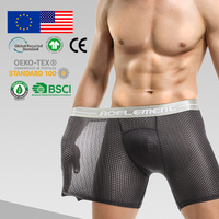 Atmungsaktive Mesh-Herrenunterwäsche mit langen Beinen, Laufunterwäsche, Anti-Scheuer-Sportbekleidung, Airflow-Training, Rückansicht, Herren-Slips, Boxershorts