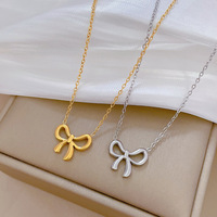 Ywly Design minimaliste accessoire de mode en acier inoxydable étanche avec collier pendentif nœud trempé plaqué or 18 carats