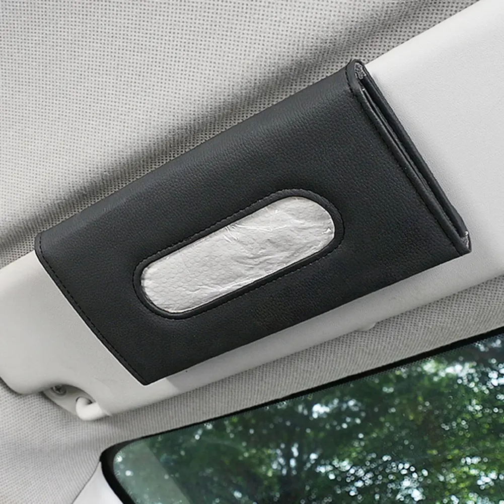 Auto Zonneklep Leather Tissue Doos Papieren Servet Zetels Terug Holder Outdoor Persoonlijke Auto Onderdelen Decoratie Voor Auto Opslag