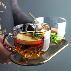 Tasse à petit-déjeuner de grande capacité de style Ins, de haute qualité, avec couvercle et poignée-cuillère, en verre, pour café et lait - Product Image 5