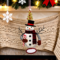 Ornement de bonhomme de neige de Noël en feutre fait main écologique avec chapeau haut de forme, écharpe rouge, pendentif, décoration de fête d'arbre de Noël, cadeau DIY