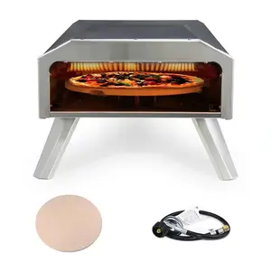 commercial outdoor lpg natural gas oven pizza big size stainless steel rotating single gas pizza oven home