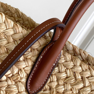 Sac fourre-tout de luxe en paille tressée pour femme, idéal pour les vacances à la plage - Product Image 5