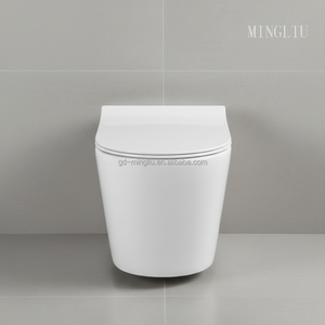 <span class=keywords><strong>Inodoro</strong></span> <span class=keywords><strong>de</strong></span> cerámica blanco <span class=keywords><strong>de</strong></span> diseño moderno con tanque oculto <span class=keywords><strong>de</strong></span> doble descarga, montado en la <span class=keywords><strong>pared</strong></span>, con sifón en P, directo <span class=keywords><strong>de</strong></span> fábrica MINGLIU, para hoteles y baños. - Product Image 3
