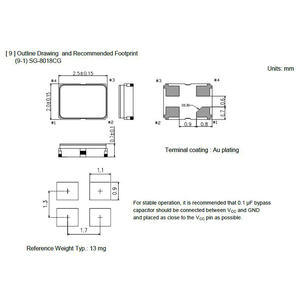 Nouvel et original oscillateur à cristal MEMS programmable SMD2520 taille 4 broches 2520 4P série SG-8018CG 1,8 V à 3,3 V 0,67 MHz à 170 MHz - Product Image 2