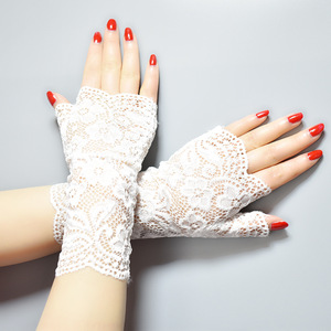 MIO Mode Gants Sans Doigts Dentelle Noire Manches Florales Gants De Mariée Femmes Mitaines Courtes Pour La Conduite De Fête De Mariage Opéra - Product Image 6