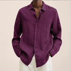 Camicia Casual da <span class=keywords><strong>Uomo</strong></span> in Cotone Lavorato a Maglia, Scollo a V, Monopetto, Tinta Unita, Vestibilità Ampia, Collezione Primavera - Ingrosso Fabbrica - Product Image 6