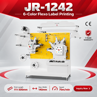 Machine d'impression d'étiquettes textiles rotative JR-1242 Flexo, vitesse d'impression de 70 m/min, imprimante d'étiquettes d'entretien des vêtements, OEM disponible