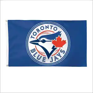 Grosir Kustom Populer 3x5ft Poliester Semua Tim Mlb Bendera Penggemar Bendera Toronto Blue Jays