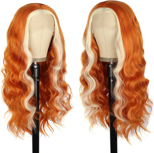 Perruque Lace Front Européenne Américaine pour Femme, <span class=keywords><strong>Cheveux</strong></span> <span class=keywords><strong>Bouclés</strong></span> <span class=keywords><strong>Mi</strong></span>-<span class=keywords><strong>Longs</strong></span> Oranges Dorés, en Fibre Synthétique, Modèle RXG9278, Semi-Faite à la Main - Product Image 3