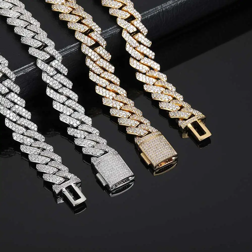 NUOYA 925 ayar gümüş takı 10mm VVS Moissanite Miami küba Link zinciri gümüş 925 küba Link zinciri kolye kadınlar için
