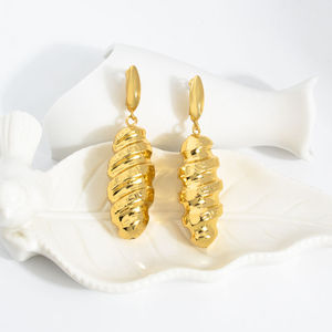 Boucles d'oreilles pendantes en laiton plaqué or de haute qualité, forme goutte d'eau, couleur or, pour femmes, taille personnalisable, usage quotidien - Product Image 2