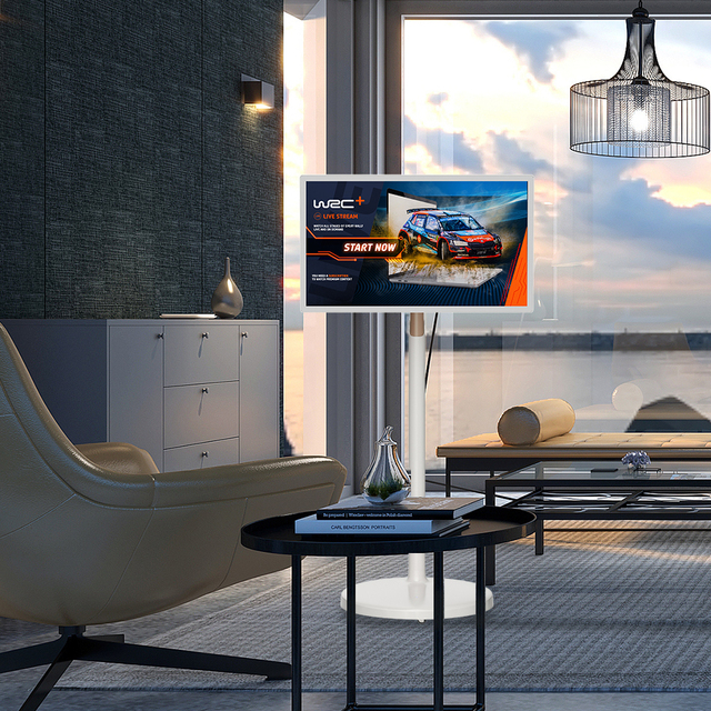 21.5 23.8 27 32 Inch Portable Smart TV with Camera Vertical Touch Screen and Floor Standing Stand for Mobile Interactive Display