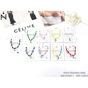 Bracciale Nodo a Sette Stelle in Acciaio Inossidabile Silver Moon, Braccialetti alla Moda con Perline - Product Image 3