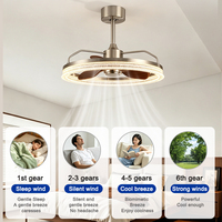 Ventilateur de plafond LED moderne de luxe à profil bas, moteur DC, 6 vitesses, télécommande à intensité variable pour chambre, salon, bureau