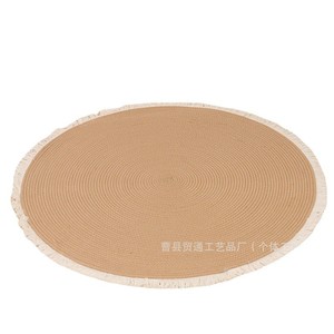 Nordic Woven Tassel <b>Round</b> Floor Mat Solid Color Non Slip Living Room Bedroom Balcony <b>Rug</b> - Product Image 5