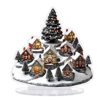 Stand Akrilik Rumah Rusa Natal Dengan Alas, Ornamen Meja Datar, Dekorasi Meja Ruang Tamu Kantor, Hadiah Liburan Lintas Negara