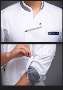 Veste de cuisine, serveur, serveuse, cuisine, café, boulangerie, vêtements de travail à manches longues, uniformes d'hôtel modernes, veste de chef, restaurant pour unisexe - Product Image 4