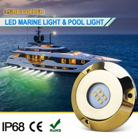 Lámpara de Agua Salada Súper Brillante de 60W, IP68, Luces Sumergibles para Barcos, Material de Bronce, DC12V/24V, Luz LED RGBW Blanca Cálida para Barcos