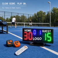 Tabellone Segnapunti Elettronico Wireless per Tennis con Portata di 30m e 2 Controller da Polso per Allenamento e Partite su Campo da Padel, Display LED Digitale