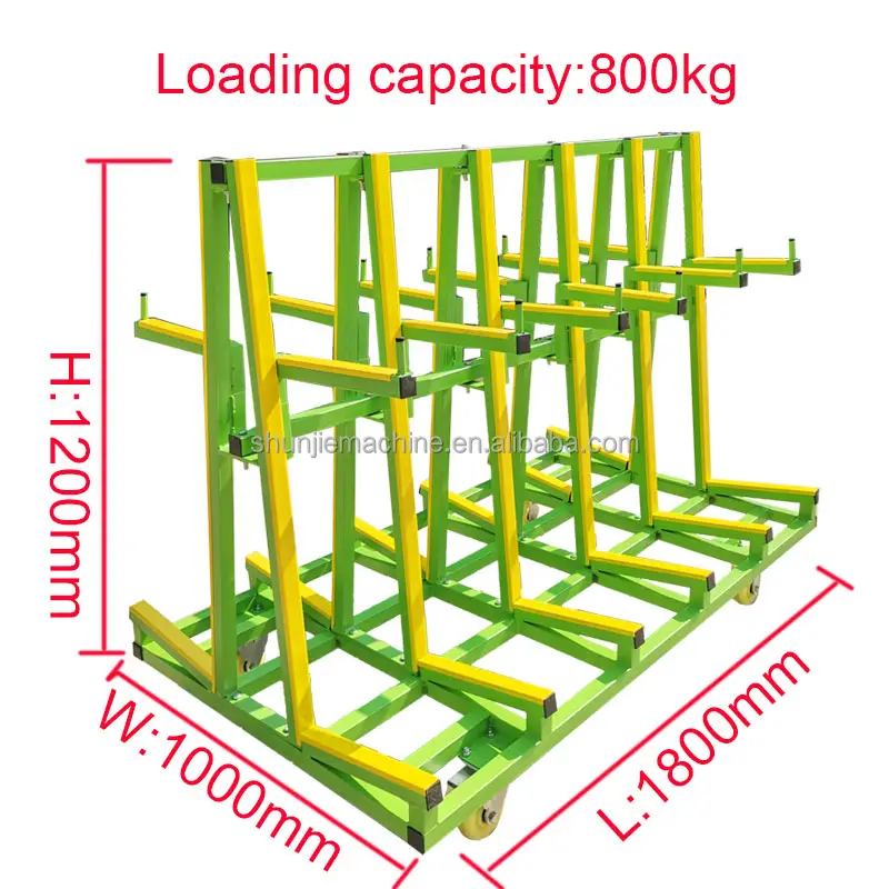 바퀴를 가진 주문을 받아서 만들어진 선적 1000kg 2 층 유리제 장 저장 손수레 알루미늄 막대기 수송 선반