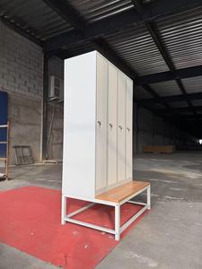 Casier vestiaire autoportant bleu/blanc en acier avec rangement suspendu et siège-banc verrouillable - Grande capacité - Product Image 4