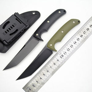 Cuchillo de Hoja Fija Hongrui D2 de Acero con Mango G10 para Senderismo, Campismo, Caza y Corte, Color Verde y Negro, Hoja Tanto - Product Image 2