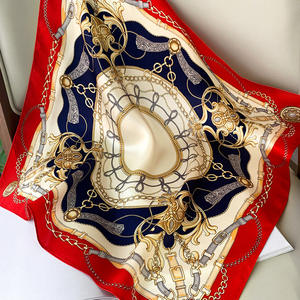 Vente chaude nouvelle mode femmes 100% foulard carré en soie avec motif de chaîne dames Style tendance 53*53cm <span class=keywords><strong>cheveux</strong></span> foulard en soie Bandanas - Product Image 4