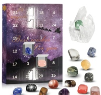 Calendrier de l'Avent de Noël 24 Jours – Collection de Pierres Précieuses Naturelles en Cristal – Boîte Mystère – Compte à Rebours – Cadeaux de Fêtes pour Enfants et Adultes