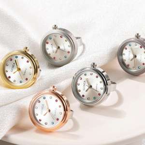 Reloj de anillo influyente Nuevo color diamante INS moda pequeño mini reloj de dedo los estudiantes pueden vivir anillos de reloj impermeables para mujeres - Product Image 1