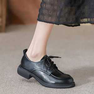 Zapatos de Mujer de Cuero Estilo Europeo, Americano y Británico para Primavera y Otoño, con Suela Suave, Tacón Bajo y Plataforma Gruesa, Versátiles para Oficina - Product Image 5