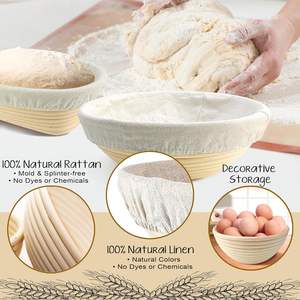 Cesta Redonda de Ratán Indonesio de 10 Pulgadas para Fermentación de Pan, con Cuchilla para Pan - Product Image 2