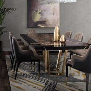 ชุดโต๊ะอาหารหรูหราหินอ่อน 8 ที่นั่ง Meja Makan Elegant Mewah Marmer Luxury - Product Image 1