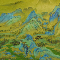 Décoration de bureau en laiton et bois, style chinois moderne et oriental, motif mille milles rivières et montagnes, pour entrée, salon, bureau, fêtes