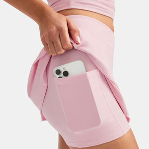 Custom Bebê Rosa Ginásio Yoga Ativo Tanque Top Colheita Respirável Sweat-Wicking Mulheres Tênis Bolso Saias Vestido De Golfe 2pcsTennis Set - Product Image 2