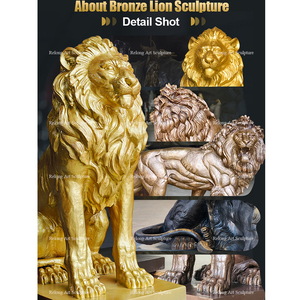 실물 크기 청동 사자상, 공 포함, 맞춤 제작 가능, 야외 공원 정원 장식 판매 - Product Image 2