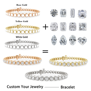 Bracelet Hip Hop Cuban Link <span class=keywords><strong>en</strong></span> <span class=keywords><strong>Or</strong></span> 18K 14K avec Diamants de Laboratoire Certifiés NGTC, Coupe Ovale, 3-10g, Sertissage Glacé, pour <span class=keywords><strong>Bijoux</strong></span> de Fête - Product Image 3