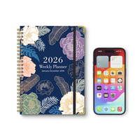 Agenda A5 à spirale avec couverture rigide, impression personnalisée, agenda quotidien 2026 avec design floral