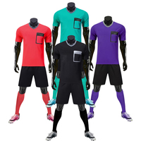 Vente en gros de maillots d'arbitre personnalisés en polyester, uniforme d'arbitre de football pour hommes, arbitre de football