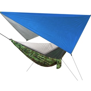 Tempat tidur gantung Kemah ganda, dengan lalat hujan dan jaring nyamuk, pelindung matahari dengan jaring serangga dan terpal - Product Image 4