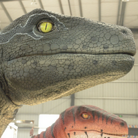 Costume de dinosaure Velociraptor ambulant - Costume adulte pour parc d'aventure, extérieur et intérieur, avec composants métalliques pour utilisation en jardin