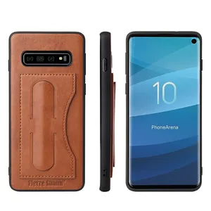 Klasik Bisnis Pu Kulit Kembali Ponsel Cover untuk Samsung Galaxy S10 S10E S10Plus Case