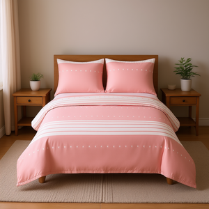 Set Copripiumino a Righe con Cerniera 100% Poliestere, Morbido e Traspirante per un Sonno Confortevole e Uso Domestico - Product Image 2