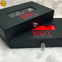 Boîte d'emballage de luxe noire pour perruques, extensions de cheveux, tresses, avec logo personnalisé imprimé, emballage cadeau