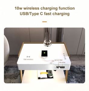 <span class=keywords><strong>Table</strong></span> de chevet intelligente moderne avec nouveau design, mobilier de maison avec port de charge sans fil USB Type C, petite <span class=keywords><strong>table</strong></span> d'appoint pour chambre à coucher - Product Image 3