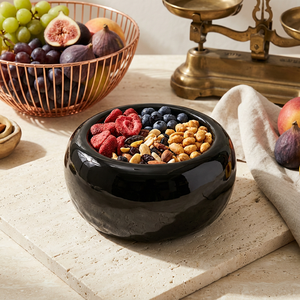 Vente en gros <span class=keywords><strong>de</strong></span> plateaux à fruits en verre, <span class=keywords><strong>comptoir</strong></span> <span class=keywords><strong>de</strong></span> cuisine, bols décoratifs noirs pour centre <span class=keywords><strong>de</strong></span> table, décoration intérieure - Product Image 2