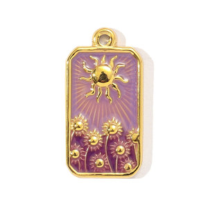 Paslanmaz çelik Vintage <span class=keywords><strong>Tarot</strong></span> parlak zirkon dikdörtgen DIY yapma takı ayçiçeği ay emaye takılar - Product Image 4